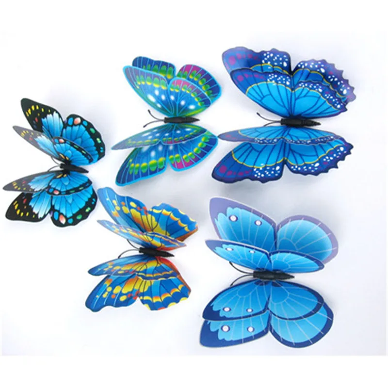 12x 3D Бабочка стикеры на стены, холодильник магнит двойной слой перьев бабочки Магнитный Стикеры декор для холодильника; разные цвета