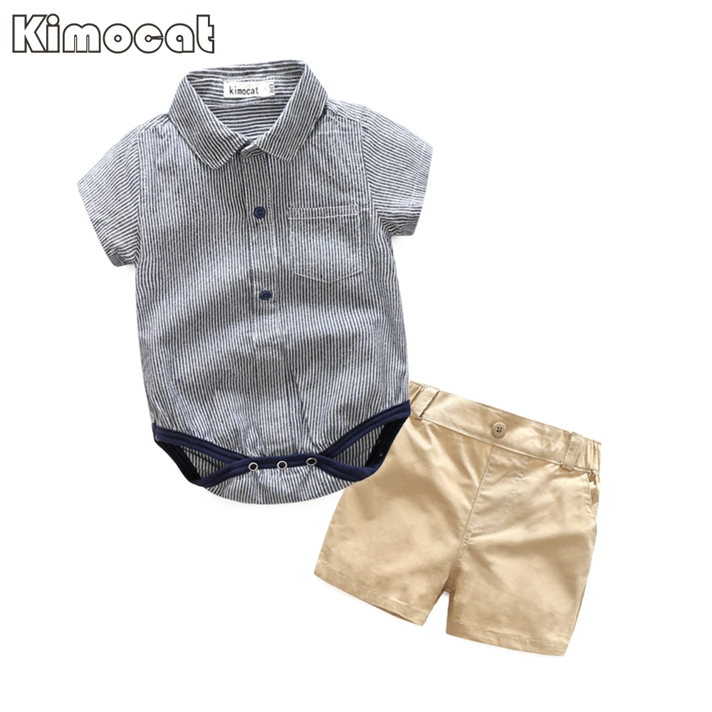 

Kimocat Brand Baby Boy Clothes 2 Pcs Infant Jumpsuit Short Sleeve Summer Baby Clothing Set Summer Boy
