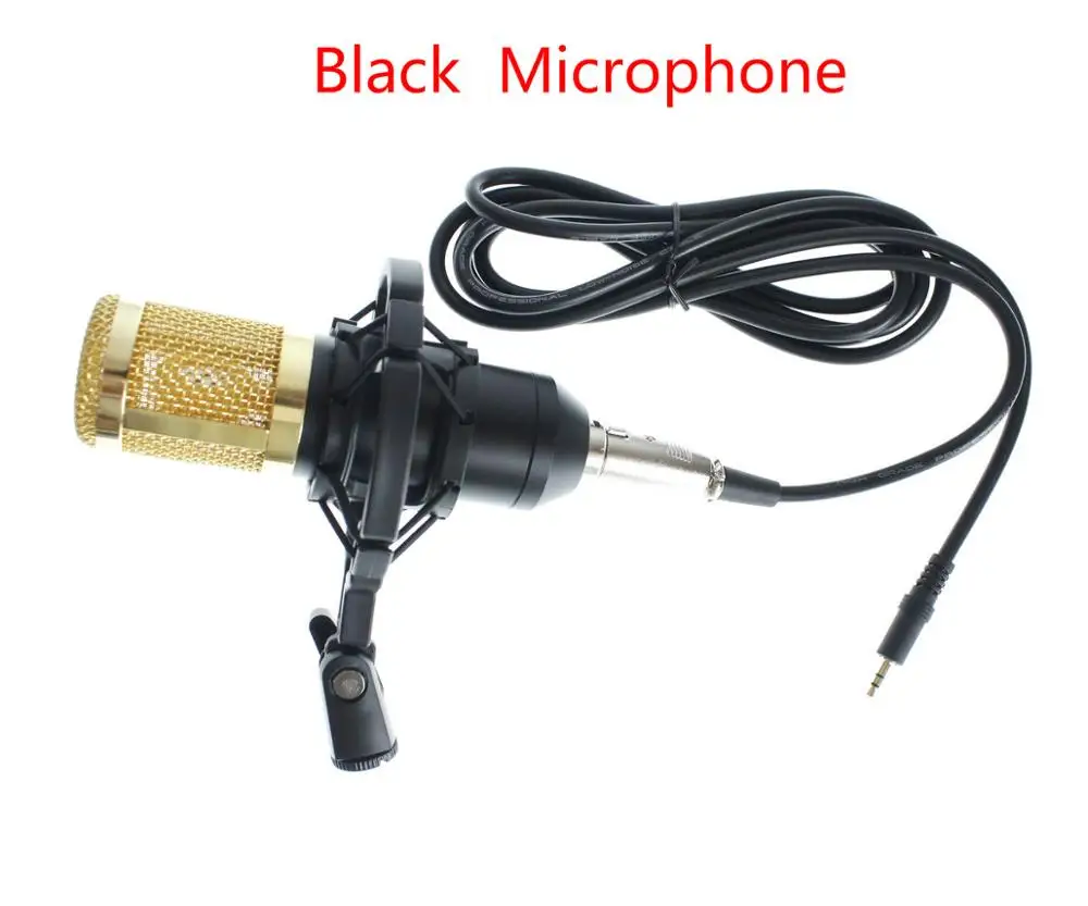 Профессиональный ПК/KTV микрофон BM800+ конденсаторный микрофон профессиональный Аудио Студийный записывающий микрофон - Цвет: Черный