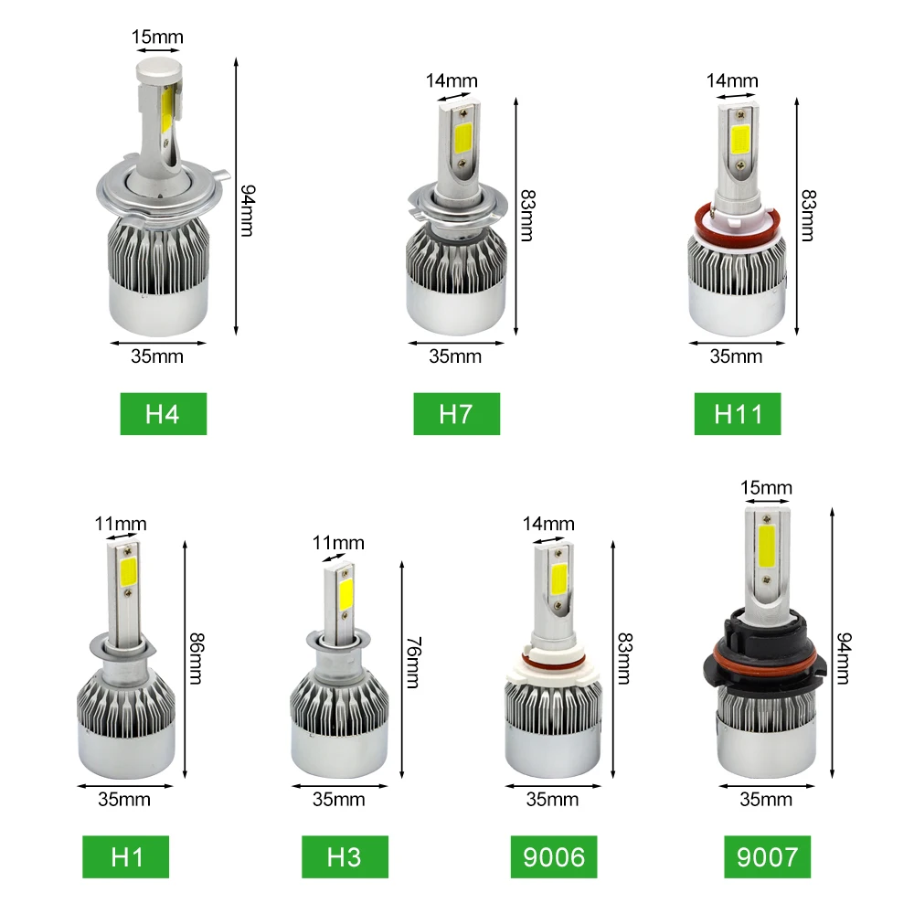 1 шт. новые H1 H3 H7 H11 H4 9005 9006 Авто фары комплект 6000 К супер яркий 36 Вт 3800LM бескорпусный чип светодиод Автомобильные светодиодные лампы фар 12 V