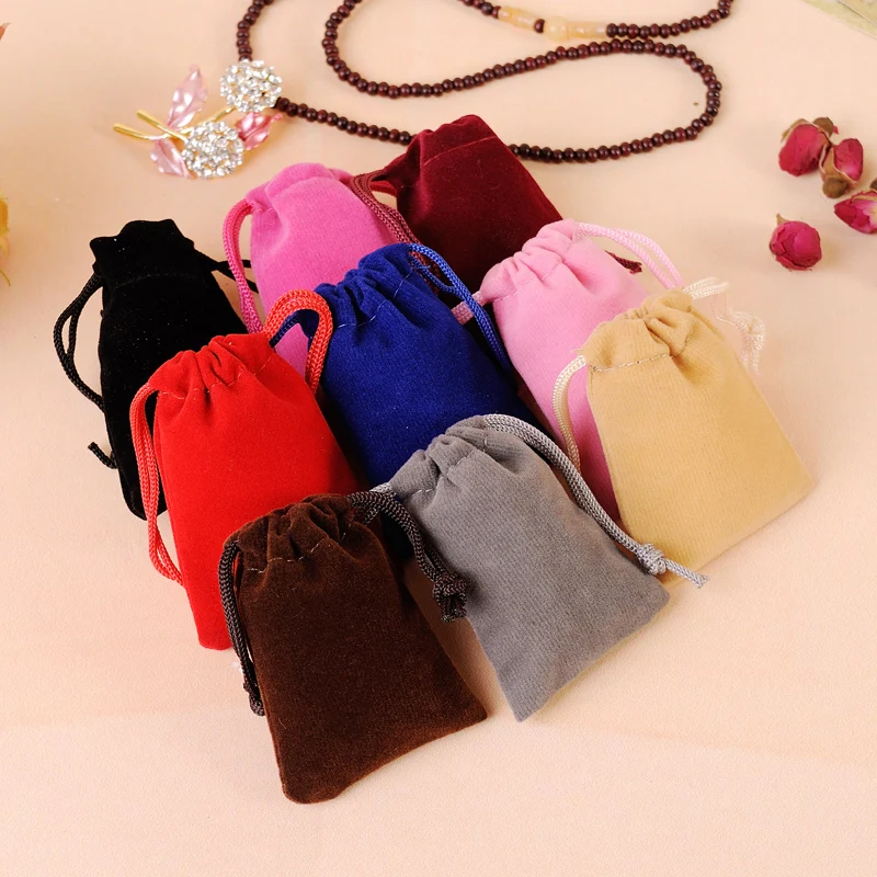 100pcs/lot Small Velvet Pouch Multi Color 9x12cm Custom Jewelry Pouch