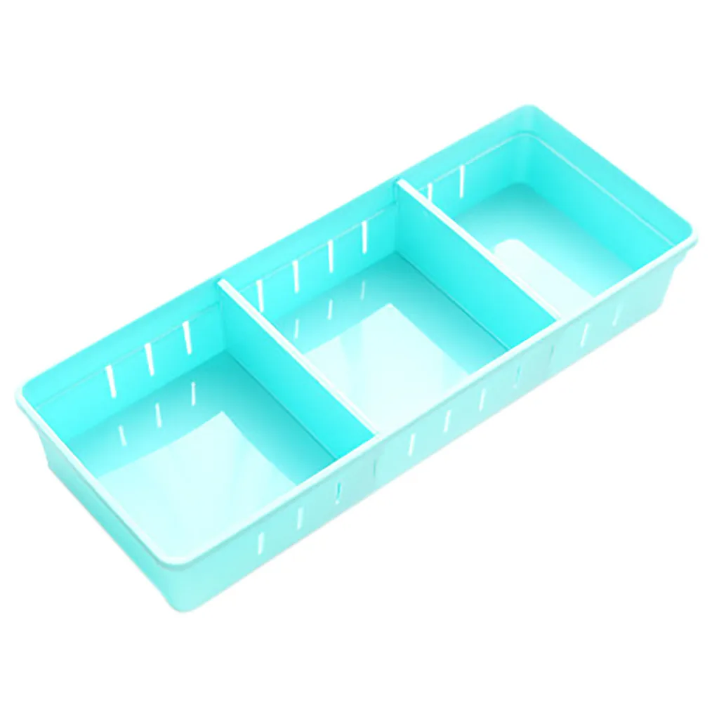 Latest Adjustable Drawer Organizer Kitchen Cutlery Divider Case Makeup Storage Box#30 - Цвет: Blue