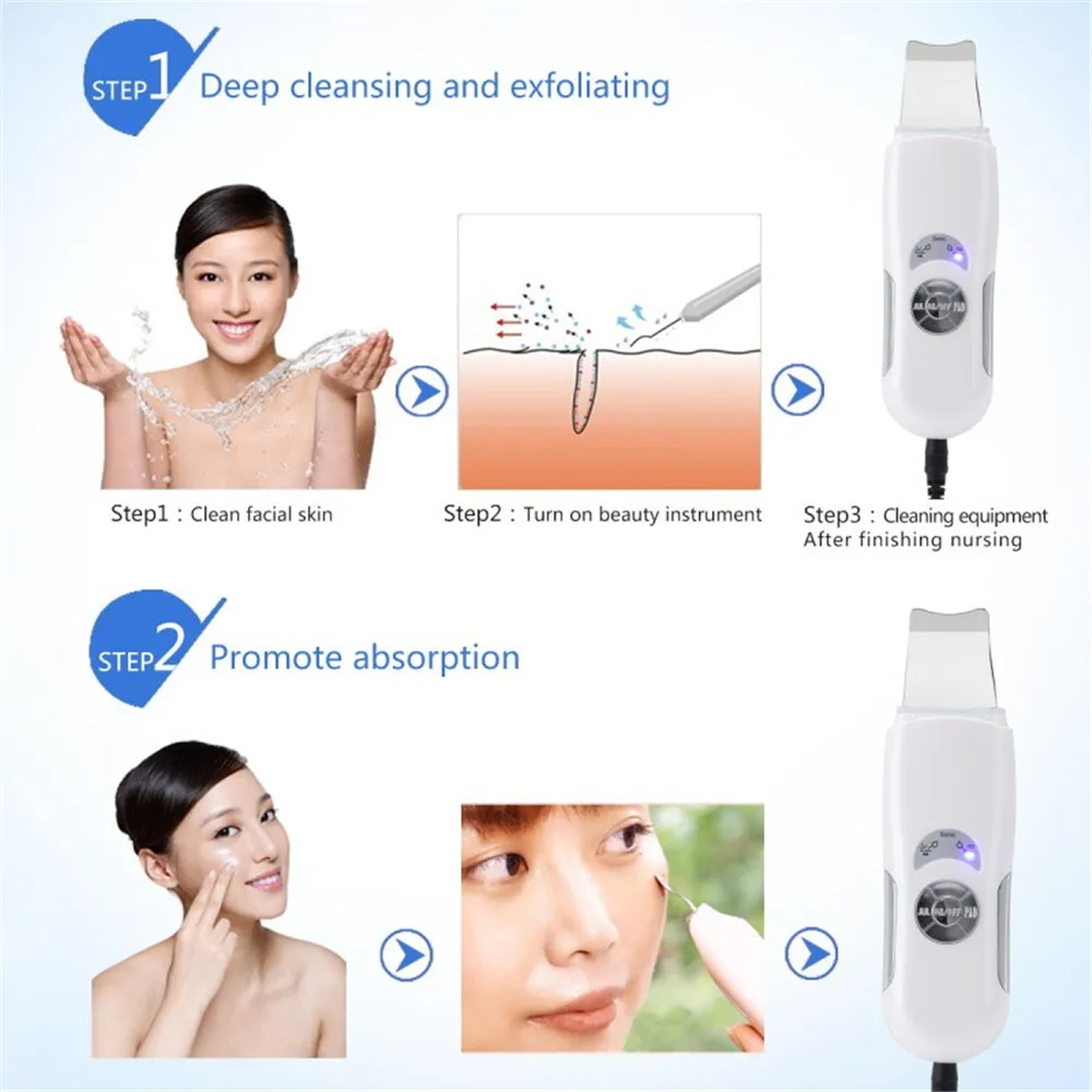 Facial dos Poros dos Cuidados com a Pele da Acne do Cravo do Líquido de Limpeza da Pele da Vibração Limpeza Líquido Pele Vibração Ultrassônica-massagem Facial Esfoliante Máquina Feecy do de da 9 High Quality Beleza e saúde