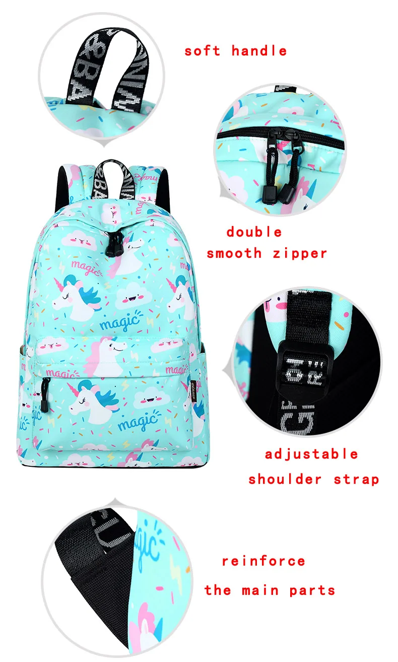WINNER Women Backpack Unicorn Cute School Printing Backpack Bookbag School Bags For Teenage Girls Mochila Travel Softback (2)