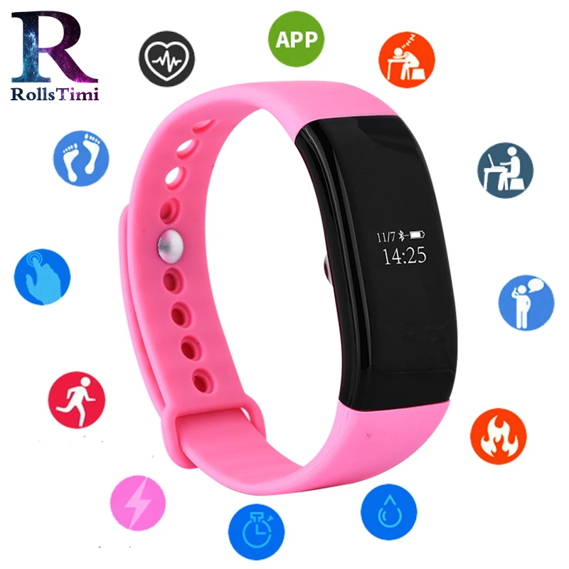 

RollsTimi Smart Bracelet Heart Rate Monitor Fitness Tracker Smart Wristband casual watch women Waterproof Smart Watch Android