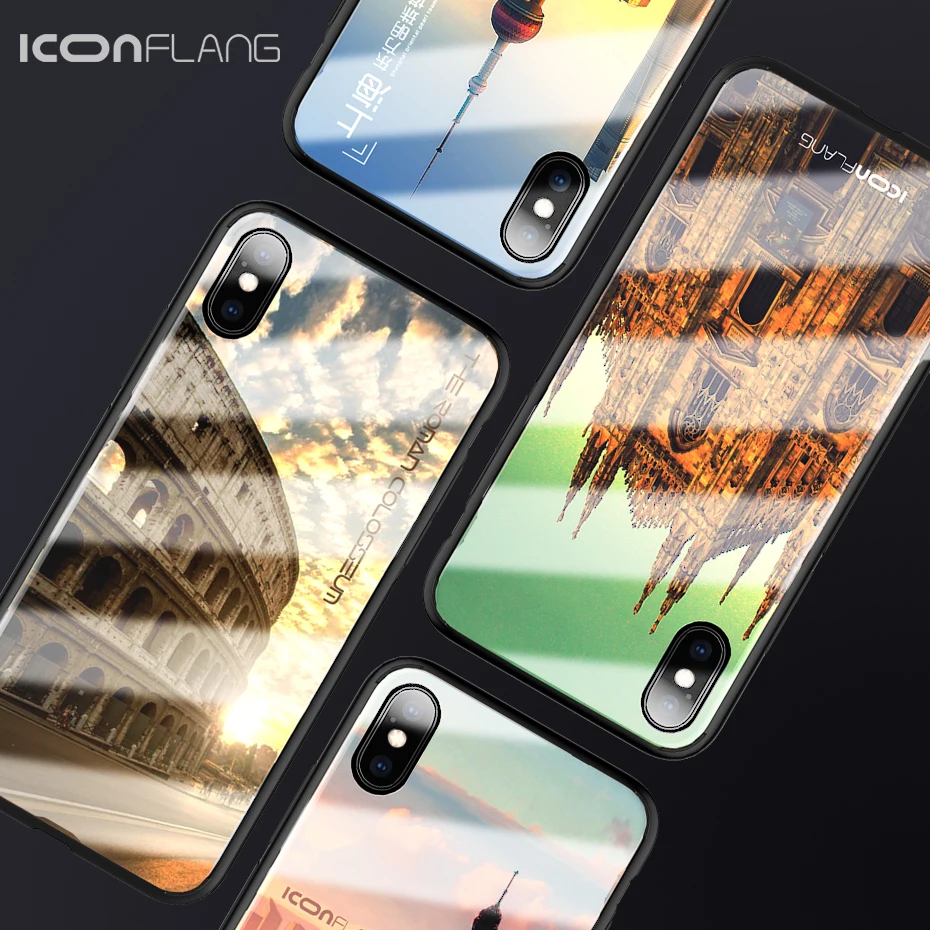 Роскошные Стекло чехол для iPhone XS Max Xr Xsmax ТПУ Край Закаленное Случаи Защитная