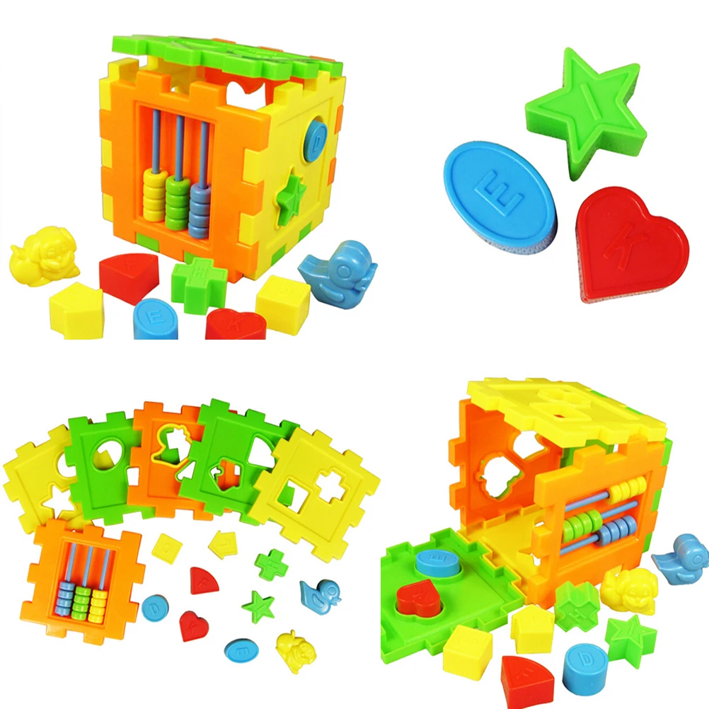

1Set Cube Bricks Matching Blocks Sorting Box Plastic Baby Intelligence Educational Toy Building Blocks