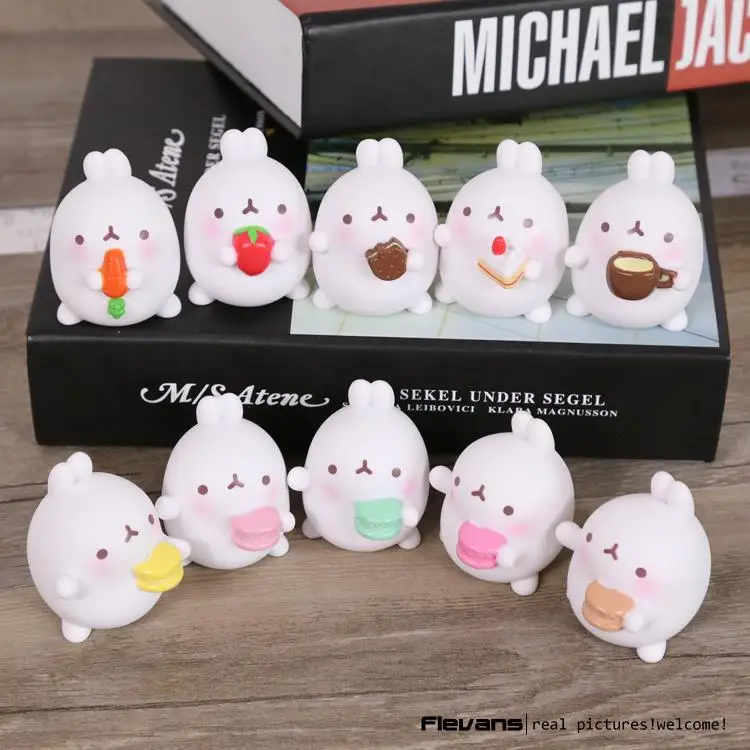 Милые Molang кролик ПВХ Фигурки Модель игрушки куклы-подвески детские игрушки Gifrs подарки 5 см 5 шт./компл. 2 стиля OTFG194