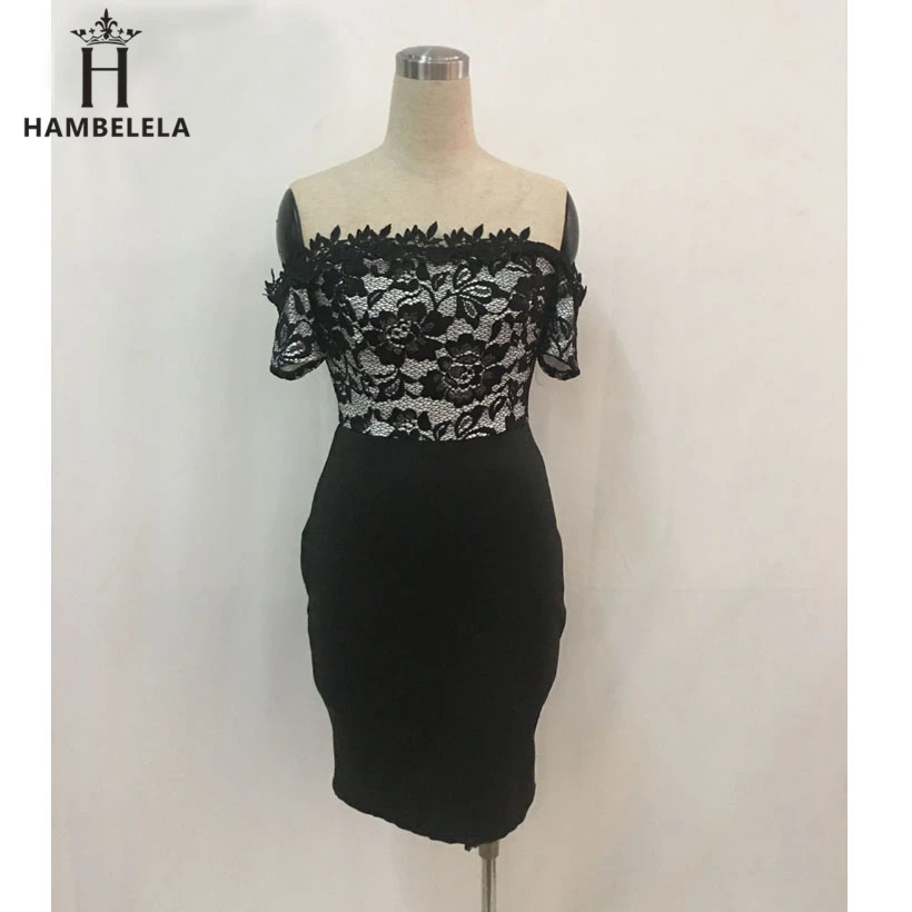 HAMBELELA Women Black Lace Casual Work Dress Ladies Lace Patchwork Pencil Midi Dress Party Club Dresses Office Elegant Vestidos (6)