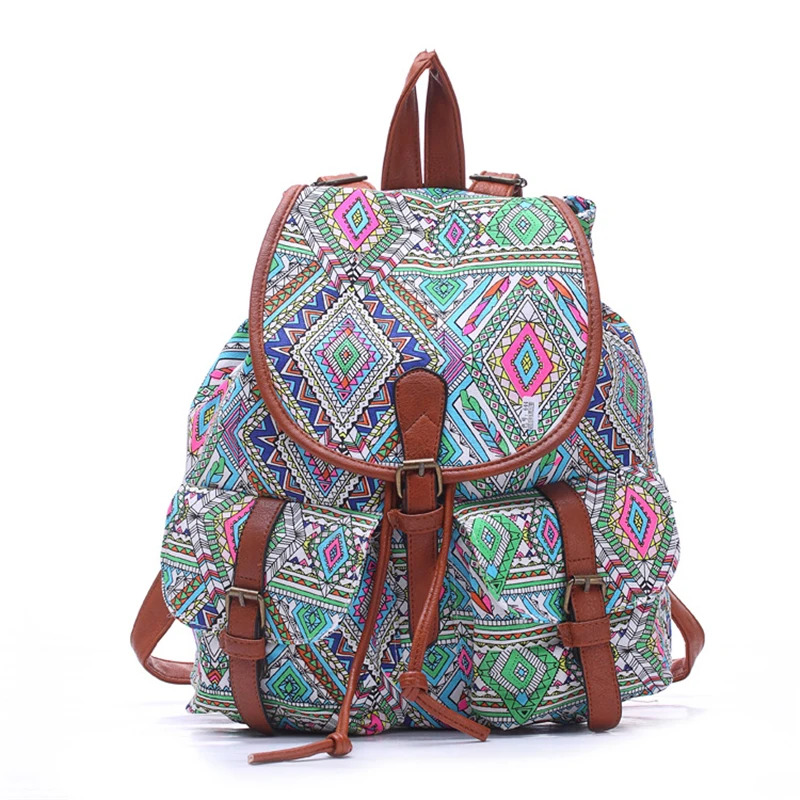 New canvas weekend bags women large capacity travel bags National printing backpack fashion school bags for