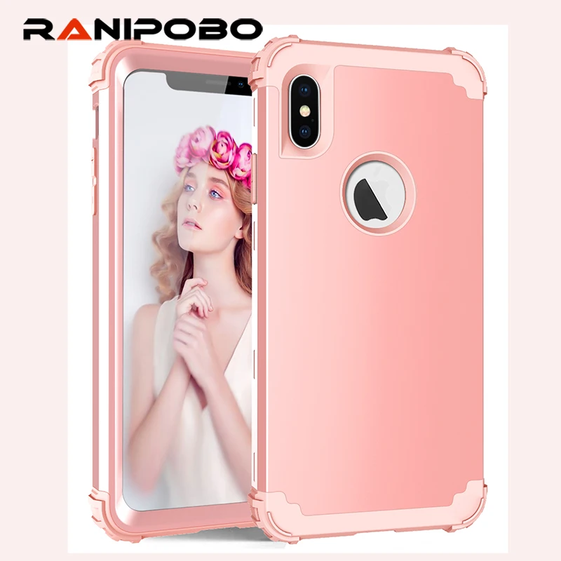 

Luxury Shockproof Phone Cases For iPhone X XS XR XS Max Case Durable PC+TPU 3 Layers Hybrid Full Protect Armor Phone Shell Gift