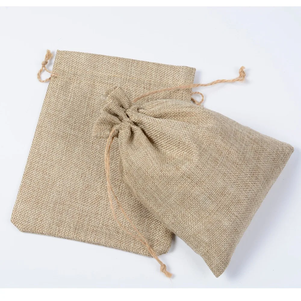 Wholesale 1000pcs 6x8 inch Large Hemp Jute Hessian Drawstring Pouch