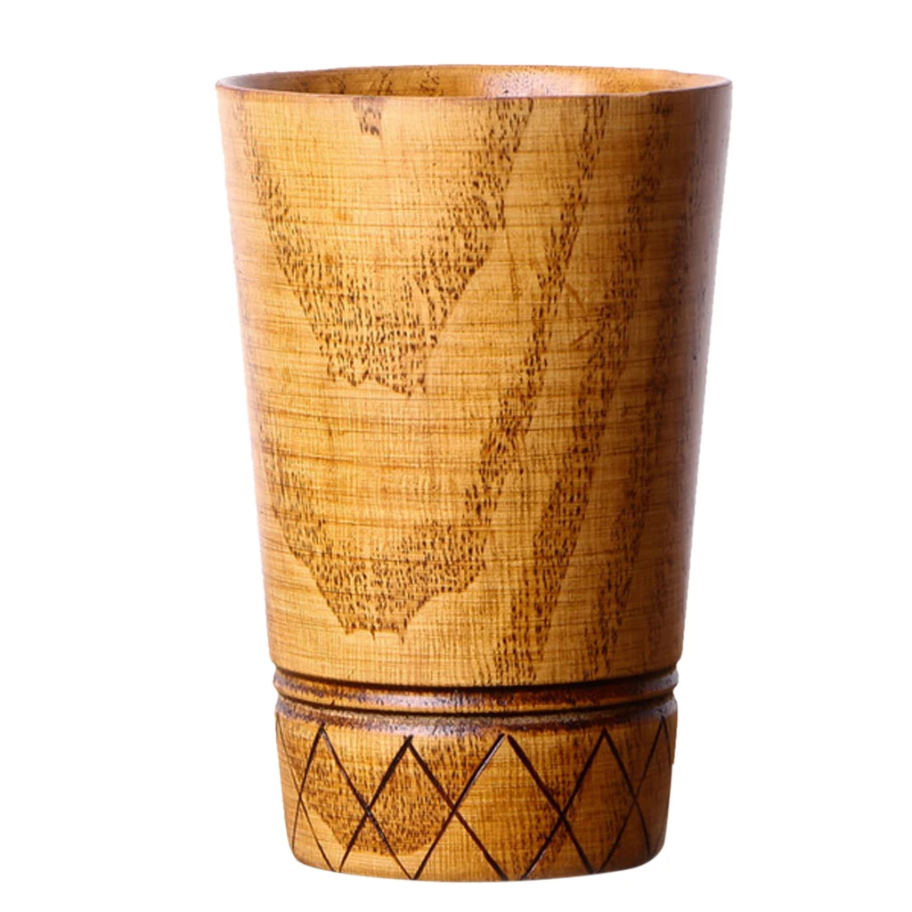11.5cm Wooden Mug Beer Dringking Cup Handcrafted Groomsmen Wedding Party Favor Vintage Handmade Drinkware Mugs   -Brown