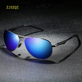 

ZJHZQZ Vintage Metal Glasses Blue Mirror Sunglasses Men Polarized Night Vision Women Design Retro Goggles Oculos De Sol Feminino