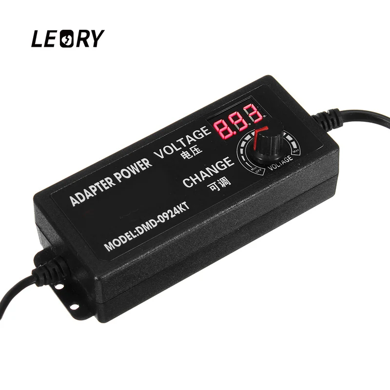 

LEORY AC/DC Adjustable Power Adapter Supply 3-12V 5A 60W Change Power Supply US Plug Speed Control Volt Display For LED Strip