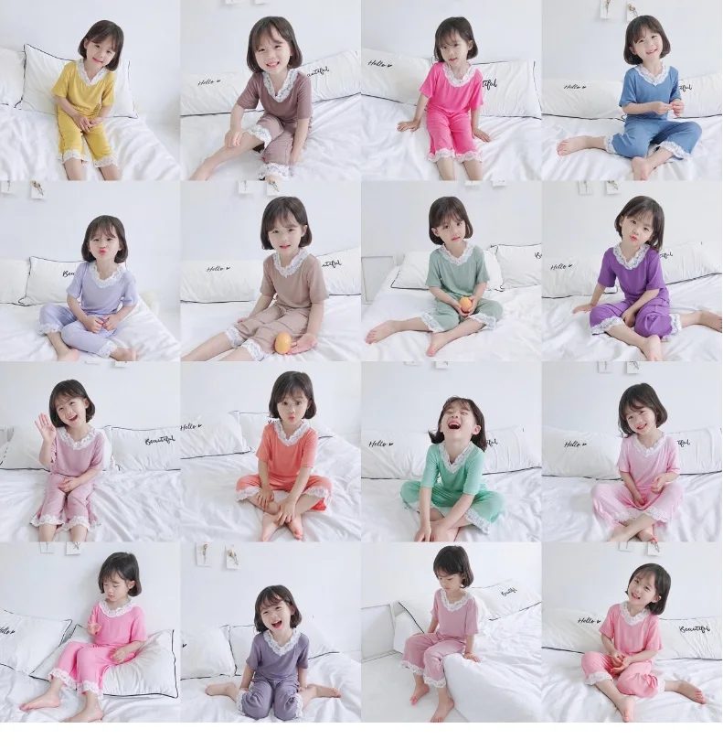 Пижамы для девочек, летние пижамы в рубчик, детские пижамы для девочек, детская одежда для сна, одежда для сна для малышей, модальный топ+ штаны, от 18 месяцев до 11 лет