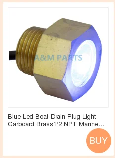 Синий светодиодный ЛОДКА дренажный прожектор Garboard Brass1/2 NPT морской Подводный фонарь 7 Вт