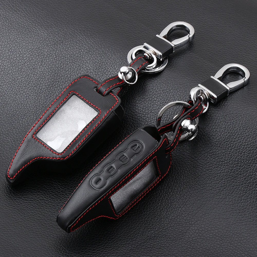 

VCiiC 4 Buttons Leather Car Key Chain Case Cover For Scher-Khan Magicar 5 LCD Remote Only Scher khan Magicar M5,Car-styling