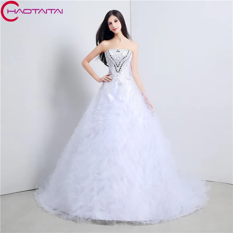 High Quality Luxury A Line Wedding Dresses Off The Shoulder With Beads
