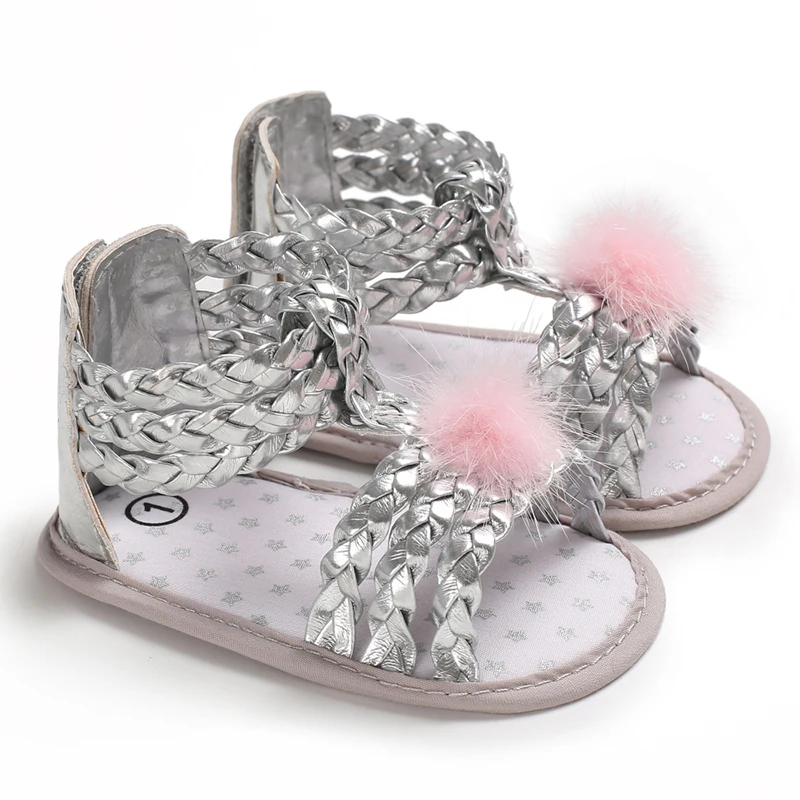 Сандалии с ремешками на мягкой подошве для новорожденных девочек; летняя обувь для малышей; сандалии с бантом; ; 0-18 месяцев; цвет золотой, серебряный, розовый