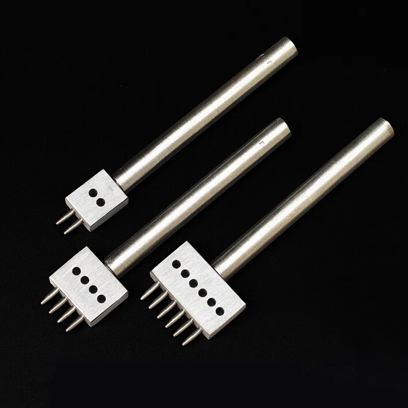

3pcs/set Steel 6mm 2/4/6 Prong Leather Tool Punch Spacing Row Circular Cut Hole Stitching Punch Cutter DIY Leathercraft Tool
