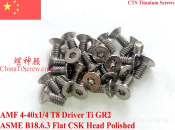

Titanium screws 4-40x1/4 Flat CSK Head T8 Driver Ti GR2 Polished 50 pcs