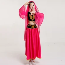 Танцевальные костюмы хмонг одежда Disfraces Костюмы для народных китайских танцев меньшинства костюм юбка Уйгурский костюмы Синьцзян характеристика