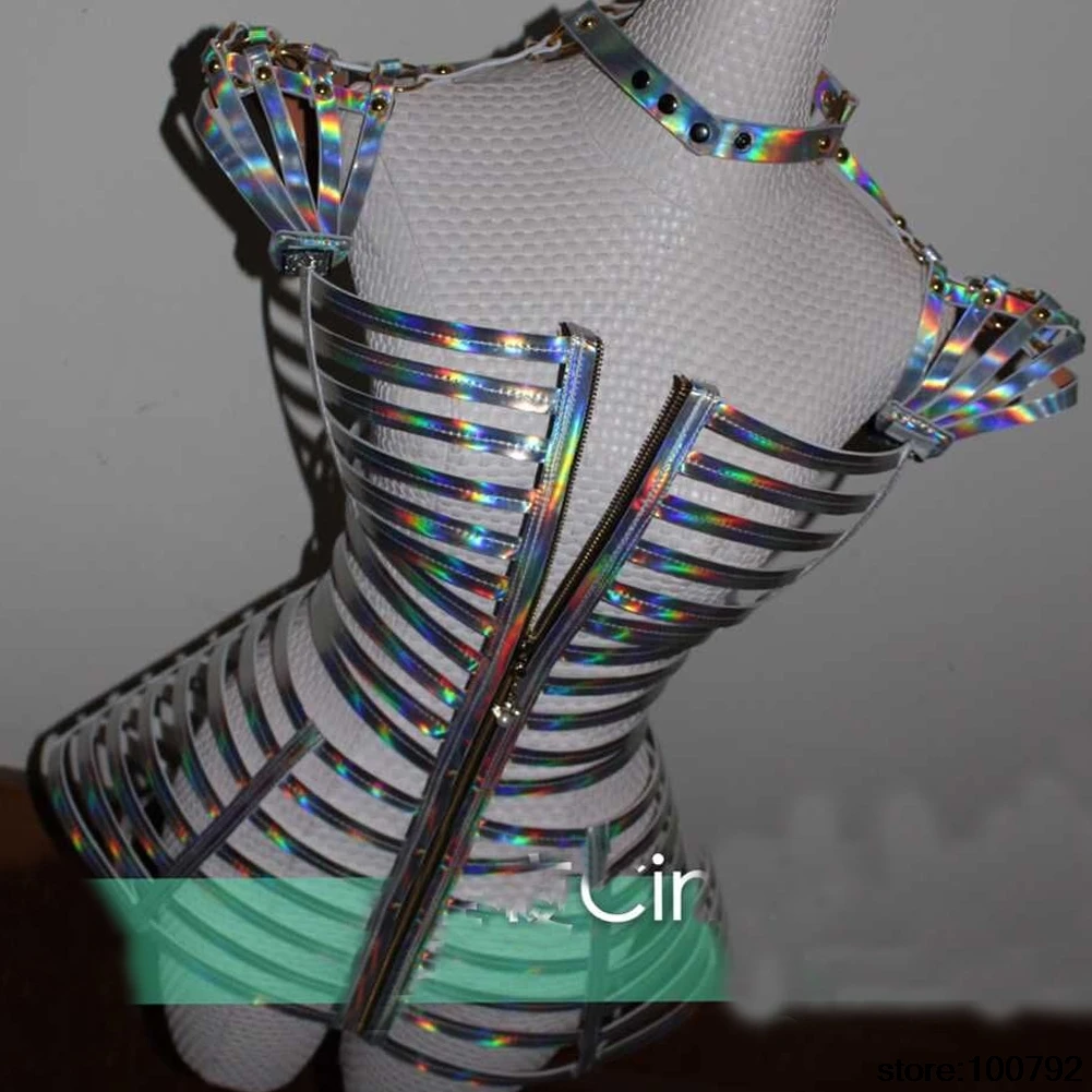 На заказ Hohographic виниловая ткань клетчатое платье сексуальные женские сценические костюмы ручной работы для певцов наряды рейв фетальная одежда наряды