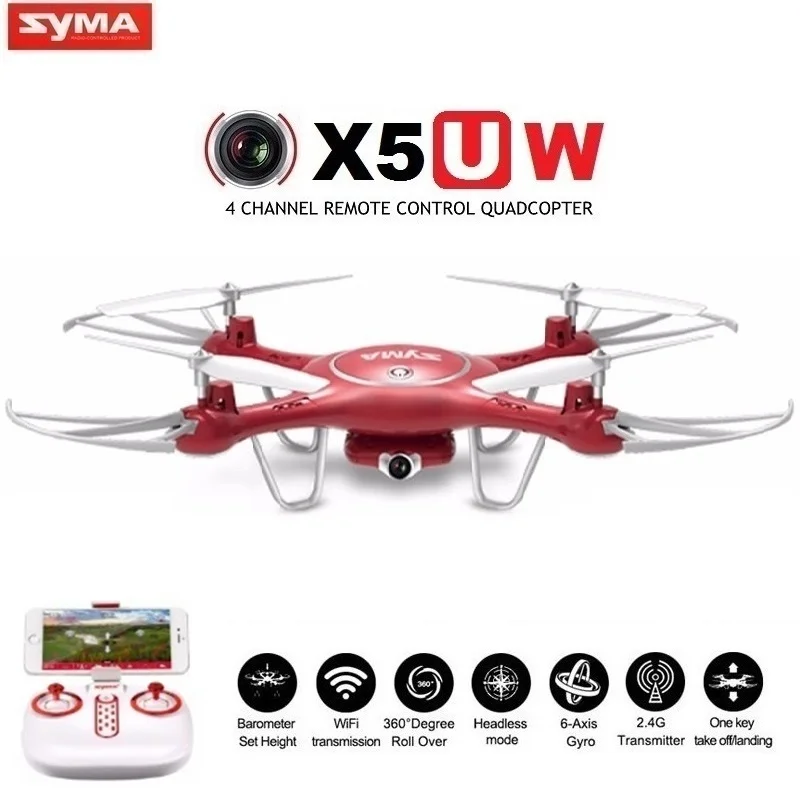 SYMA X5UW& X5UC FPV дрона с дистанционным управлением с 720P Wi-Fi 2MP HD Камера 2,4G 4CH 6 оси Квадрокоптер вертолет удержания высоты одним нажатием кнопки на землю Дрон
