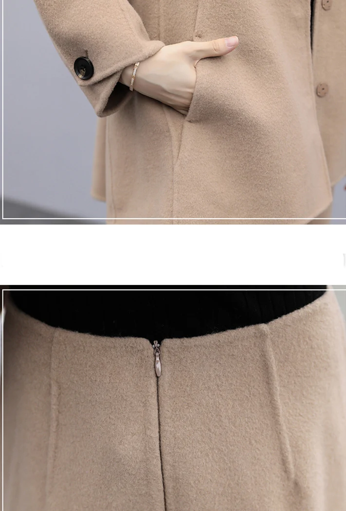 Camel Woolen Two Piece Set Women Winter Long Sleeve Tops And Pants Trousers Sets Suits Office 2 Piece Set Women's Sets Black