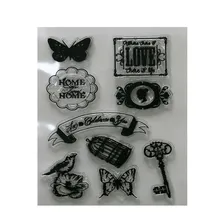 1 шт. кремниевый прозрачный штамп перо Марка с бабочкой DIY Скрапбукинг/изготовление карт/украшения