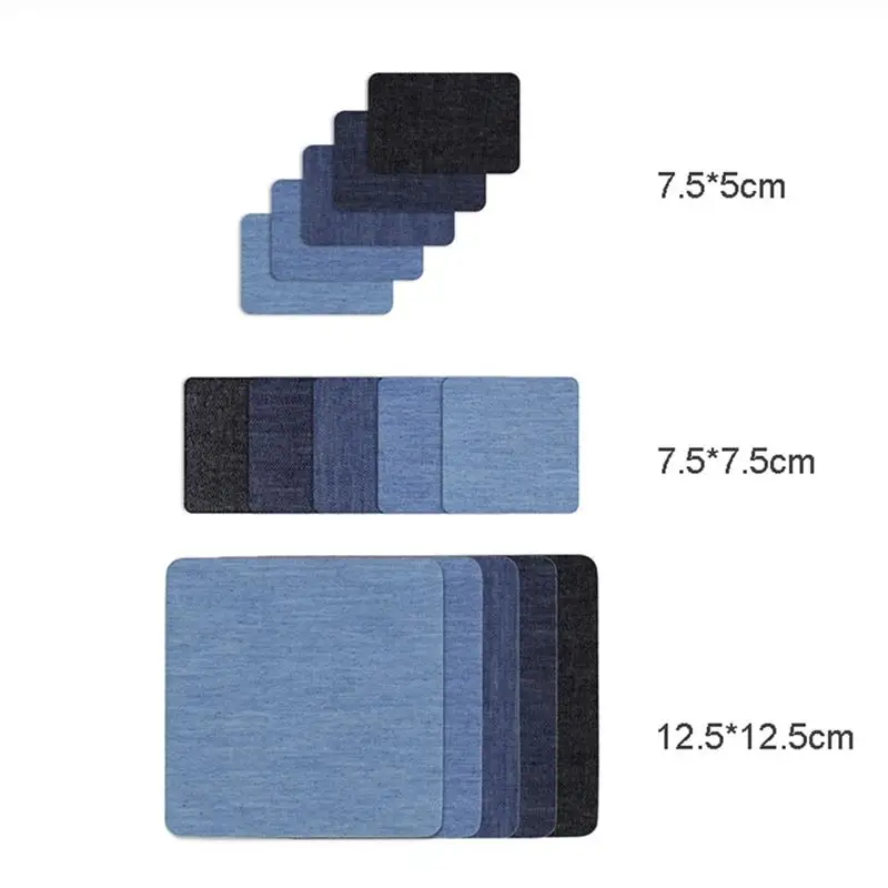

15 Pcs Denim Jean Iron on Creative Patches No-Sew Shades Square Rectangle Jean Repair Kit Decorations Reinforcement for Clothing