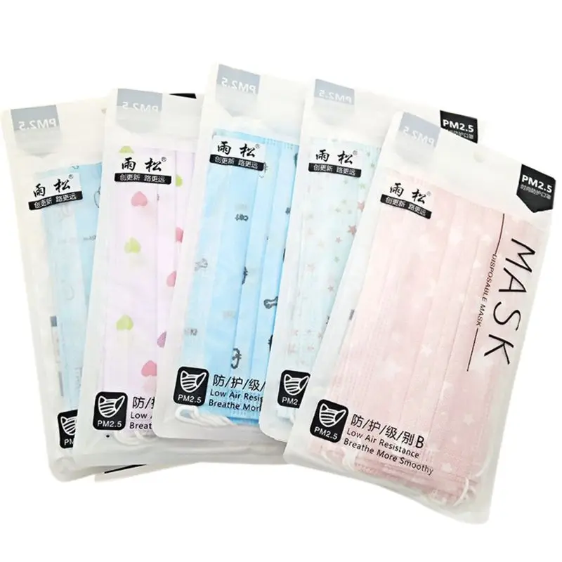 

Disposable Dustproof Mouth Mask Cute Cartoon Floral Printed 3 Layers Non-Woven Surgical Medical Earloop Mouth-Muffle Respirator