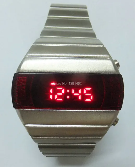 Retro Led Watch Luxury man Watch Metal 70's Fashion Vintage Digital