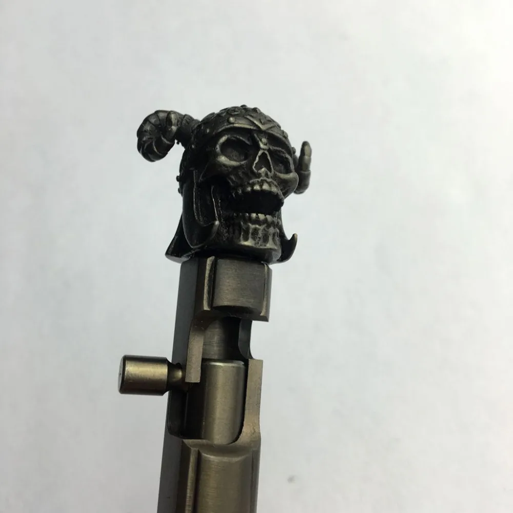 

Writing Tools Handmade Vintage Skull Art Solid Brass Pen Machined Pull Bolt Ball Point Pen