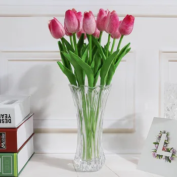 

10 Pieces/Bunch Tulip Artificial Fake Flowers Bouquet PU Material 9 Colors For Wedding Photography Decoration Room Furnishings