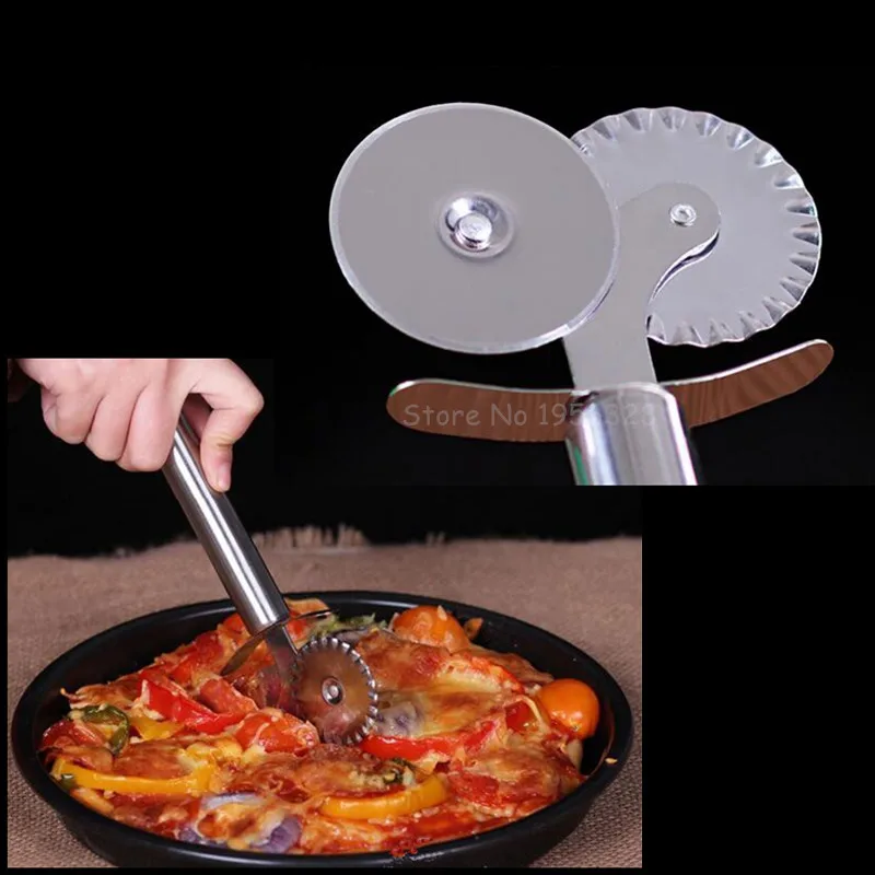 Double Wheel Pizza Cutter Roller Stainless Steel Kitchen Cooking Tools Pizza Cutter Wheel