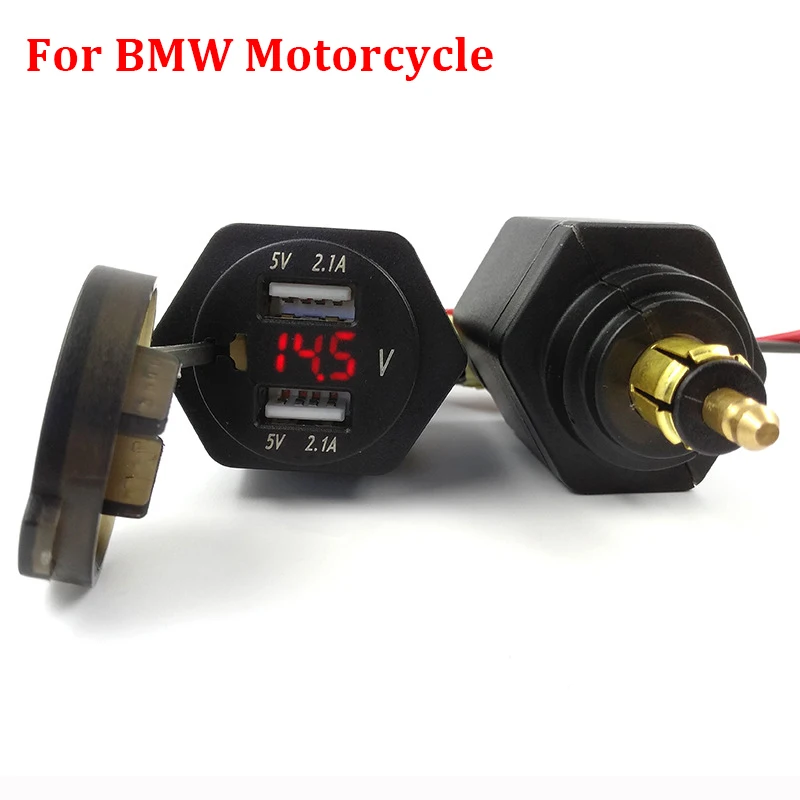 

5V 4.2A Voltage LED Display Dual USB Motorcycle Charger For BMW F800GS F650GS F700GS R1200GS R1200RT Cigarette Lighter Adapter