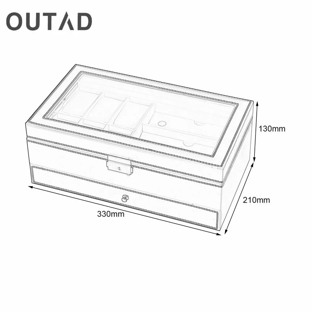 OUTAD деревянные часы многофункциональная коробка для хранения двухслойные солнцезащитные очки Часы Дисплей Слот Чехол Контейнер для намотки идеальный подарок