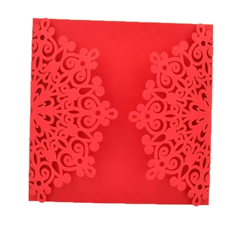 

Customized pearl paper laser cut gate fold wedding party invitation card