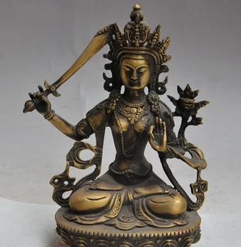 

8"chinese buddhism bronze hold Sword tara Kwan-Yin Bodhisattva Goddess statue