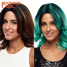 Мода IDOL короткий боб парик фронта шнурка свободная волна волос Синтетические парики для черных женщин 16 дюймов 3 цвета косплей парик