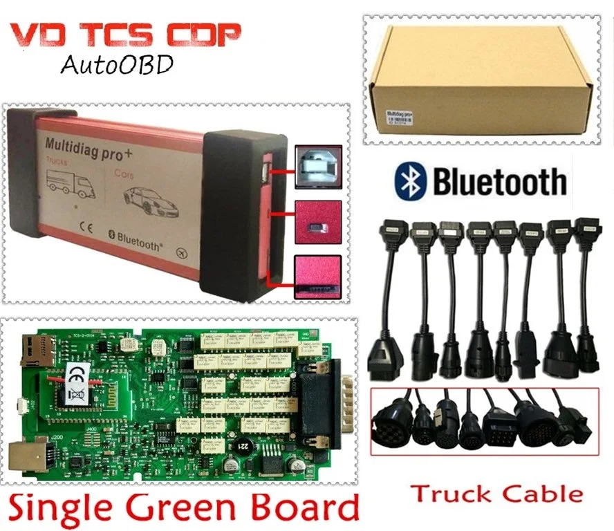 2018 Multidiag Pro Одиночная зеленая доска такая же как VD TCS CDP & truck cable 2015 3 с Keygen MultiDiag Scanner