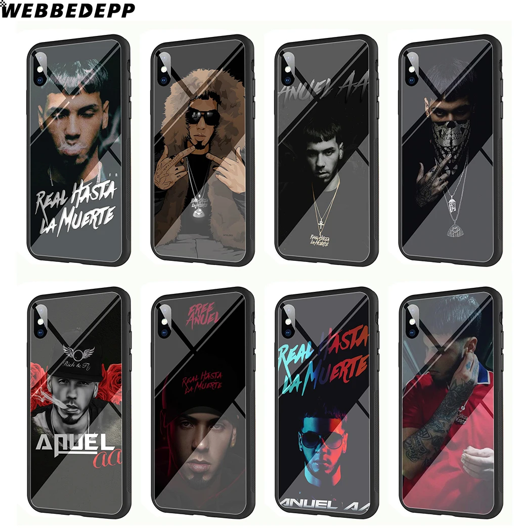 WEBBEDEPP Anuel AA Rapper Pop Tempered Glass Phone Case for Apple iPhone Xr Xs Max X or 10 8 7 6