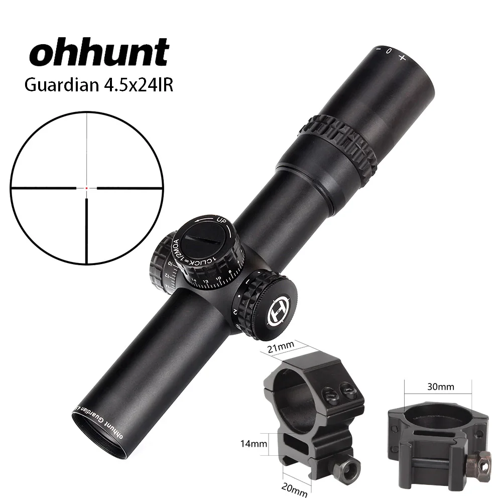 Ohhunt Guardian 4.5x24IR охотничий оптический компактный прицел стекло травленая сетка 1/2 полумиллиметровая Точка Тактический прицел для стрельбы - Цвет: 30mm-Picatinny-SZK