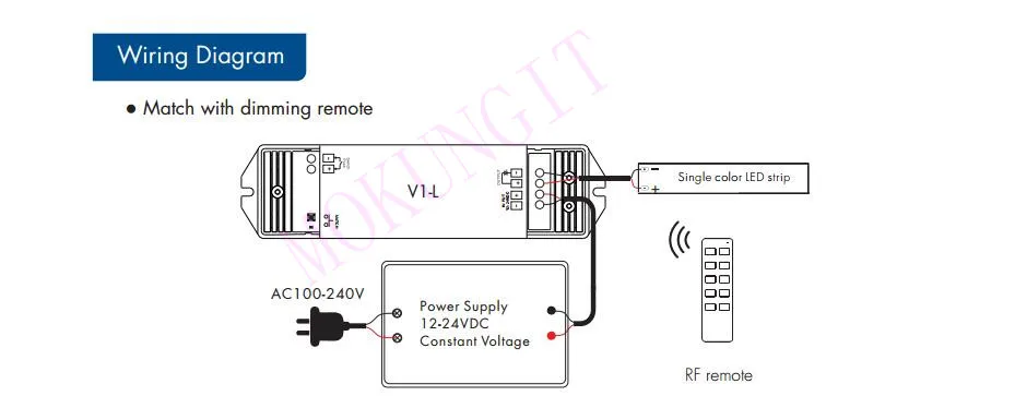 1CH* 15A 12-24VDC CV контроллер(Push Dim) V1-L диммер V1-L контроллер