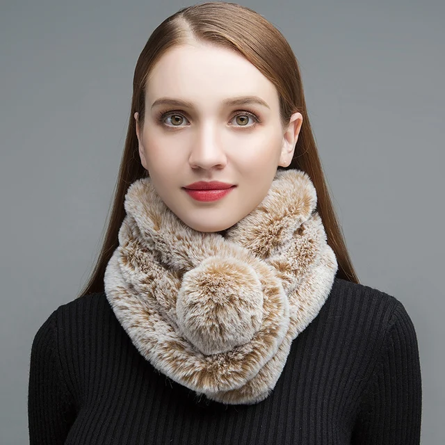 Gours Fur Scarf for Women High Quality Faux Fur Scarves Female Thick Warm Winter Fashion Brand