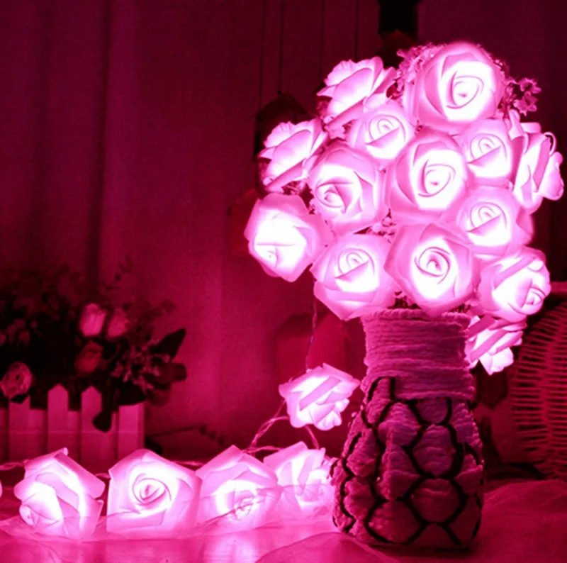 20 LED Rose Light String Fairy Lights For Bedroom Xmas Wedding Party Decor UK 