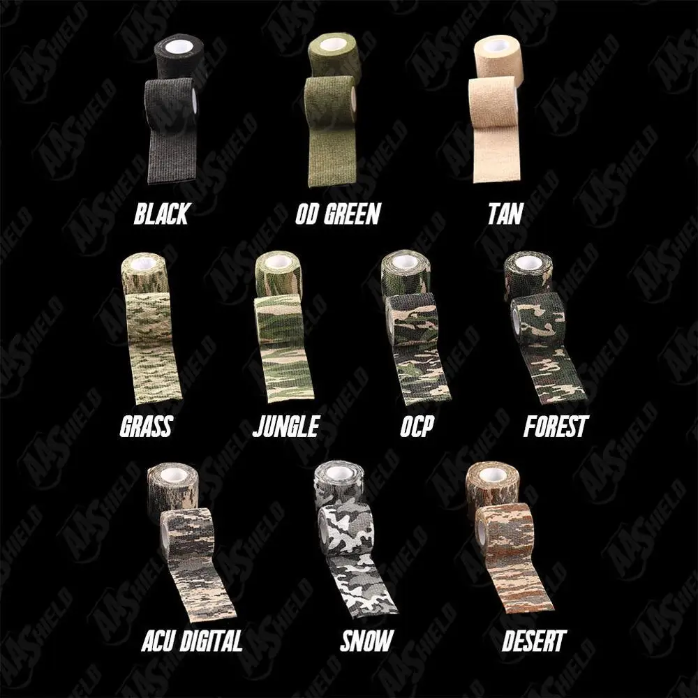 AA Shield Outdoor Camping Camo Tape Military Rifle Covert Adhesive//Gun BK