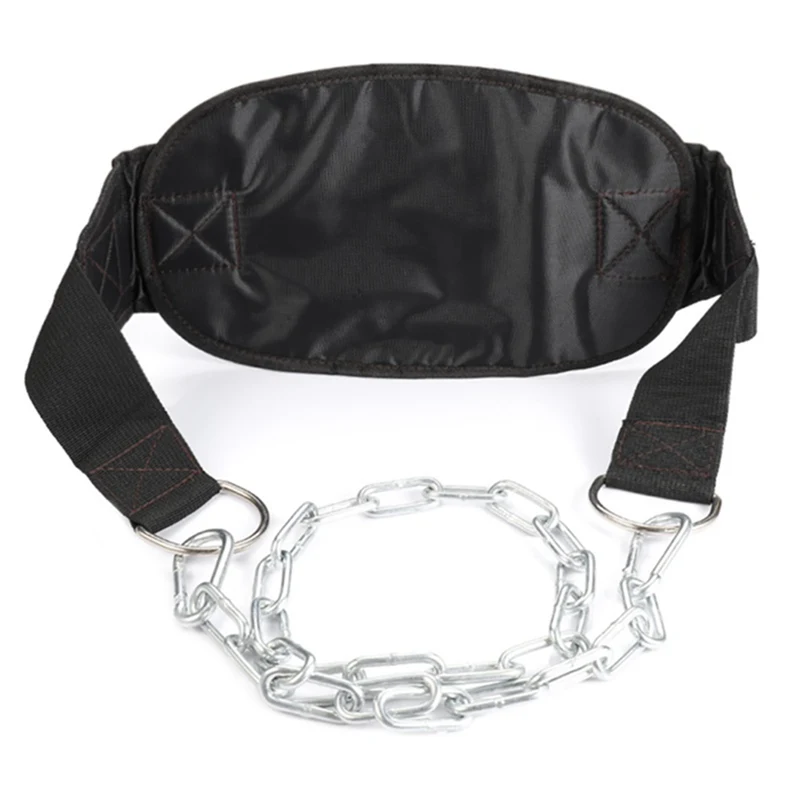 Black Gym Body Waist Strength Training Power Fitness Dip Belt load Lifting Building Dipping Chain Pull Up